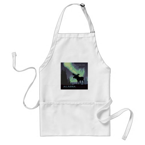 Alaska  Northern Lights Moose Adult Apron