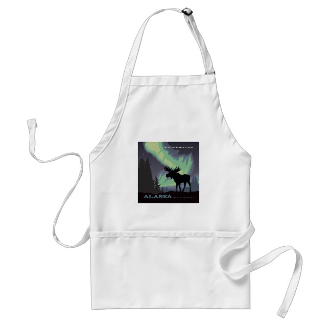 Alaska | Northern Lights Moose Adult Apron (Front)