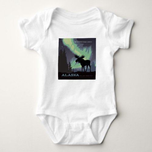 Alaska  Northern Lights Moose Baby Bodysuit