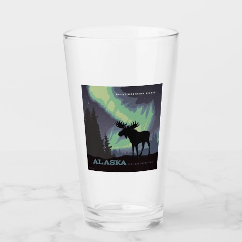 Alaska  Northern Lights Moose Glass