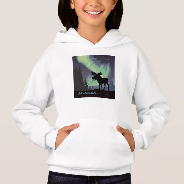 Alaska | Northern Lights Moose Hoodie (Front)