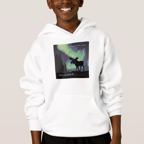 Alaska  Northern Lights Moose Hoodie