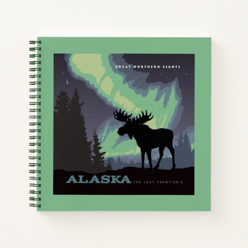 Alaska  Northern Lights Moose Notebook