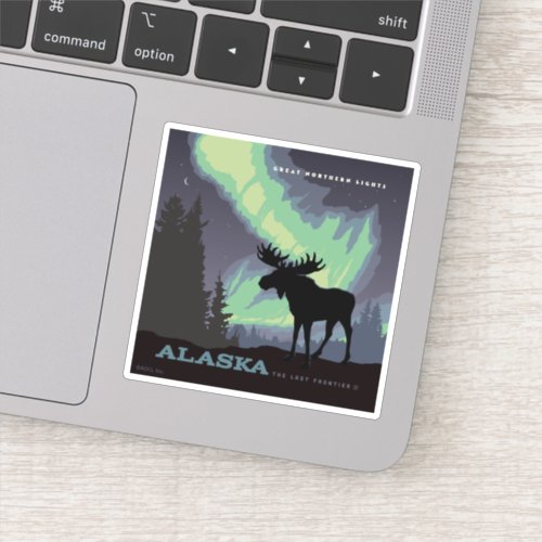 Alaska  Northern Lights Moose Sticker