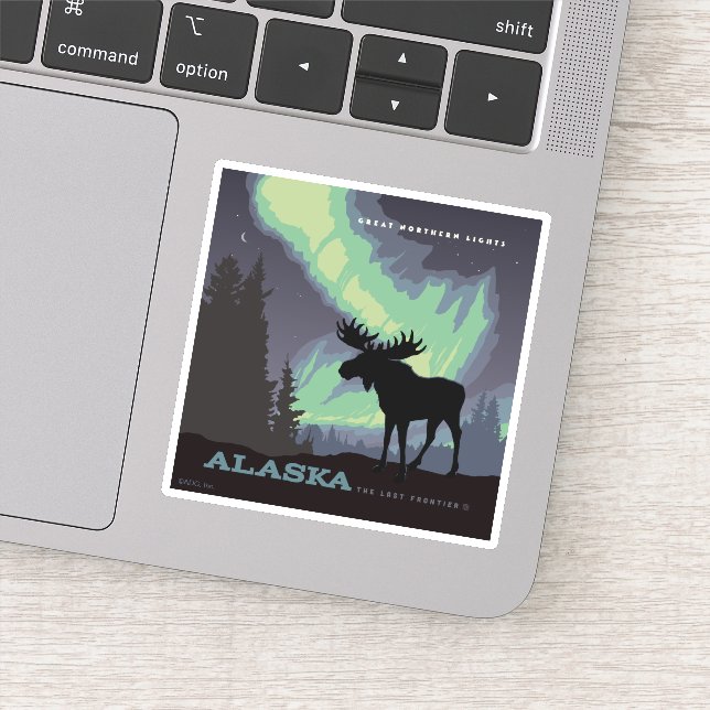 Alaska | Northern Lights Moose Sticker (Detail)