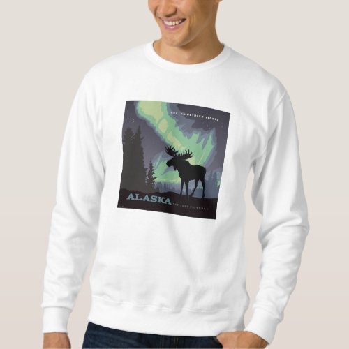 Alaska  Northern Lights Moose Sweatshirt