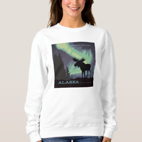 Alaska  Northern Lights Moose Sweatshirt