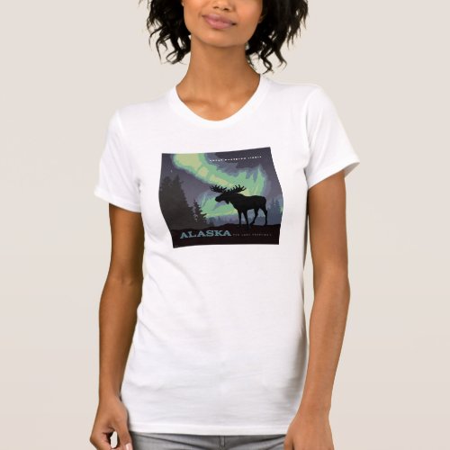 Alaska  Northern Lights Moose T_Shirt