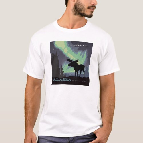 Alaska  Northern Lights Moose T_Shirt