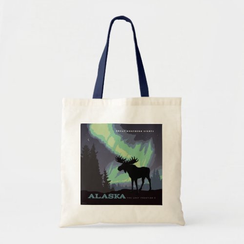 Alaska  Northern Lights Moose Tote Bag