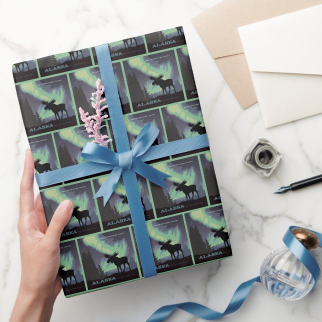 Alaska | Northern Lights Moose Wrapping Paper (Gifting)