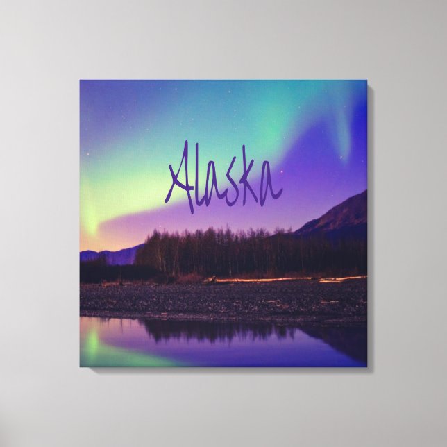 Alaska Northern Lights Mountains Lake Canvas Print (Front)