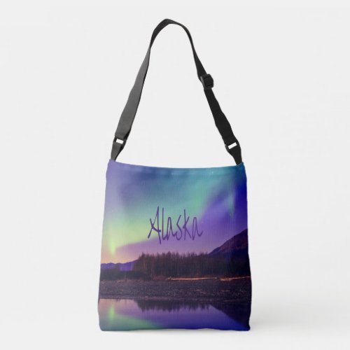 Alaska Northern Lights Mountains Lake Crossbody Bag