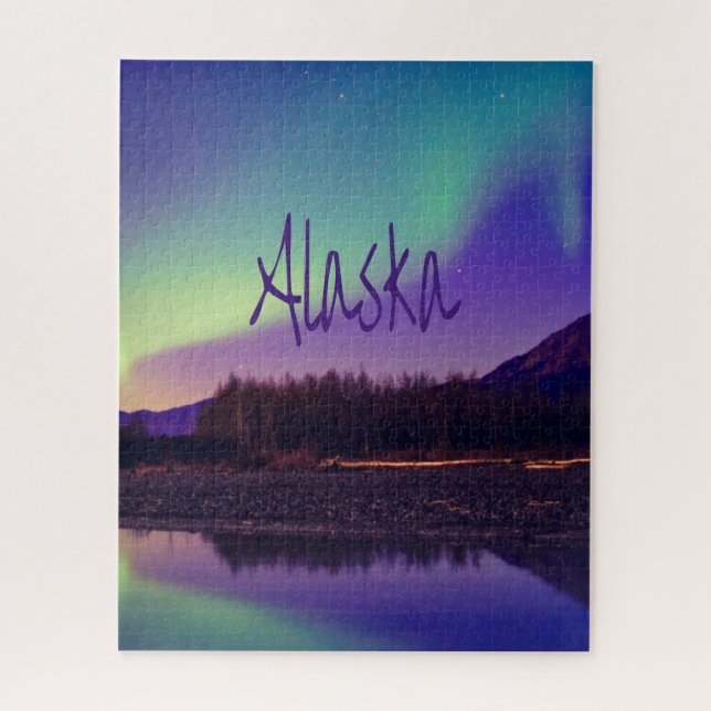 Alaska Northern Lights Mountains Lake Jigsaw Puzzle (Vertical)