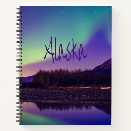 Alaska Northern Lights Mountains Lake Notebook