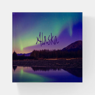 Alaska Northern Lights Mountains Lake Paperweight