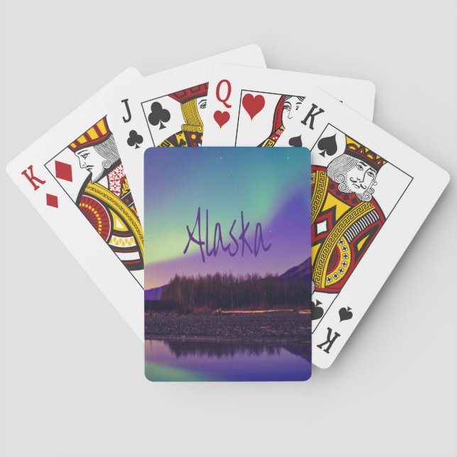 Alaska Northern Lights Mountains Lake Poker Cards (Back)
