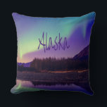 Alaska Northern Lights Mountains Lake Throw Pillow<br><div class="desc">Alaska Northern Lights Mountains Lake This is a great item to have if you have been to or live in Alaska. Great to give as a surprise if you are heading there for a trip soon. ALASKA enjoy this beautiful state. You can personalize and customize this item by adding text....</div>