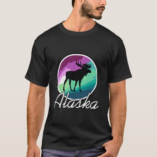 Alaska Northern Lights T_Shirt Alaskan Moose Auror
