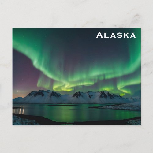 Alaska Northern Lights Travel Photo Postcard