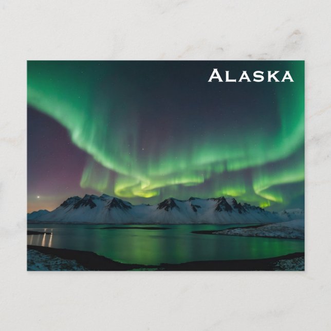 Alaska Northern Lights Travel Photo Postcard (Front)