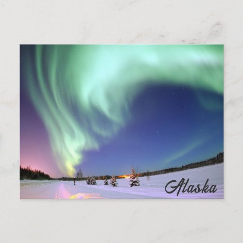 Alaska Northern Lights Travel Photo Postcard