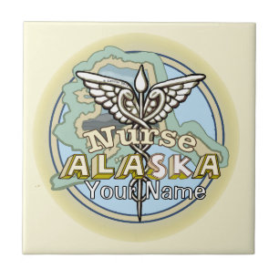 Alaska Nurse Caduceus Ceramic Tile