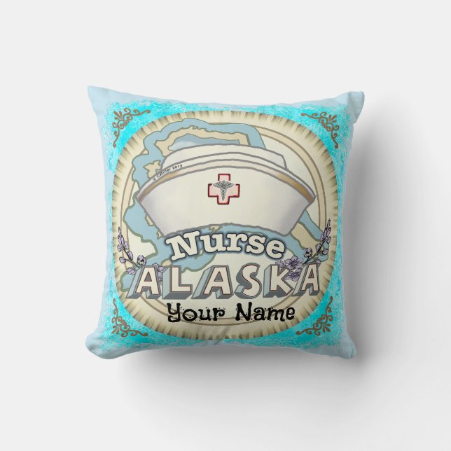 Alaska Nurse Throw Pillow (Front)