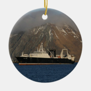 Alaska Ocean, Factory Trawler in Alaska Ceramic Ornament