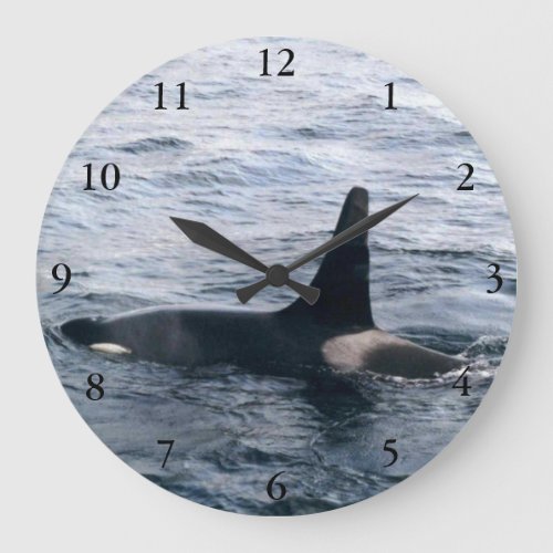 Alaska Orca Whale Ocean Photo Designed Large Clock