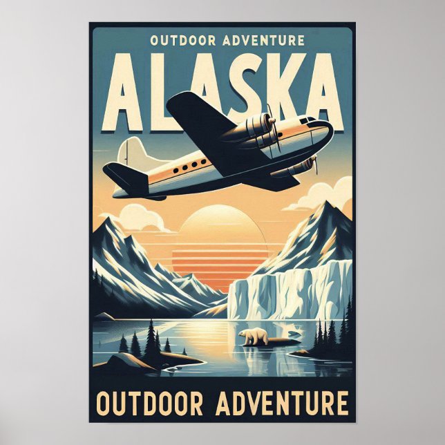 Alaska Outdoor Adventure Vintage Travel Poster (Front)