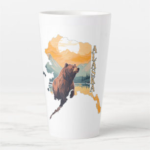 Alaska Outline Bear and Mountains Latte Mug