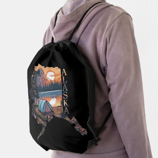 Alaska Outline Camping Drawstring Bag (Insitu)