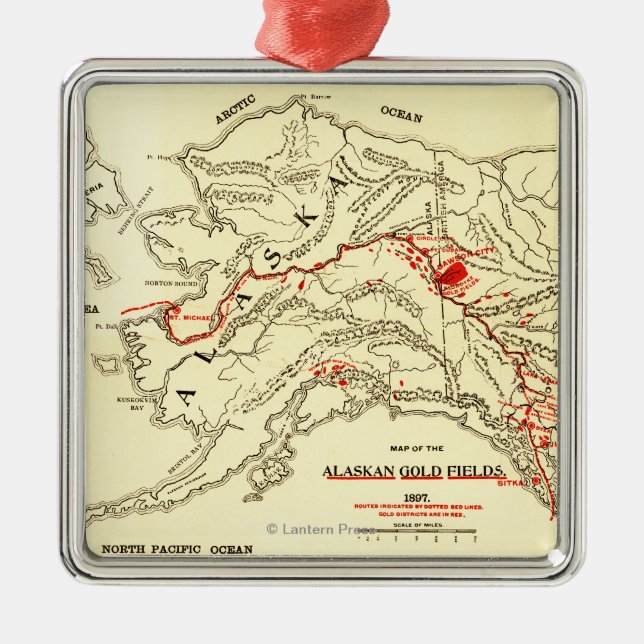 Alaska Panoramic Map Metal Ornament (Front)