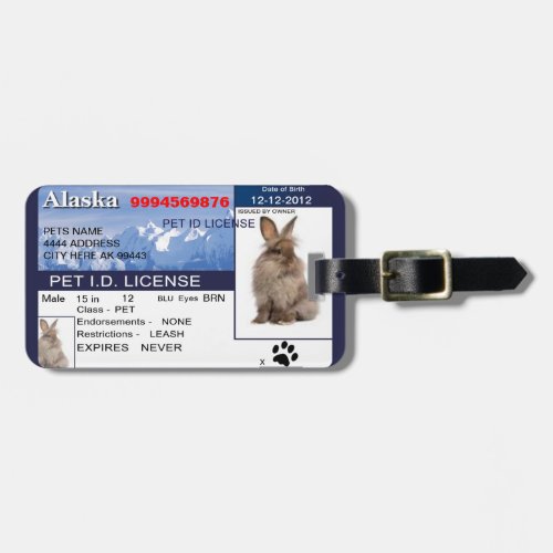 Alaska Pet Id For your Beloved Pet Luggage Tag