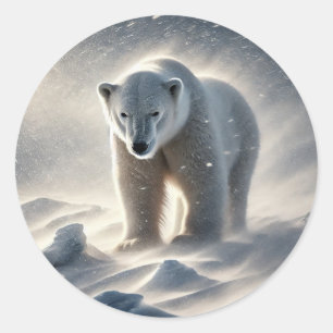 Alaska Polar Bear Snowstorm Classic Round Sticker