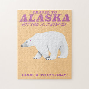 Alaska Polar Bear vintage travel poster Jigsaw Puzzle