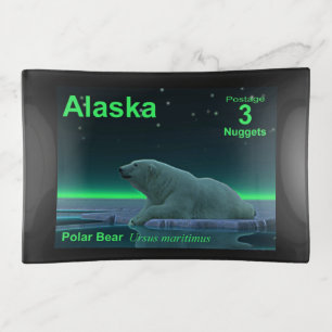 Alaska Postage - Ice Edge Polar Bear Trinket Tray