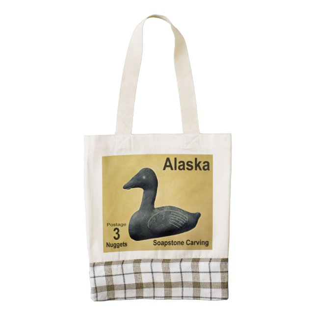 Alaska Postage - Soapstone Eider Zazzle HEART Tote Bag (Front)