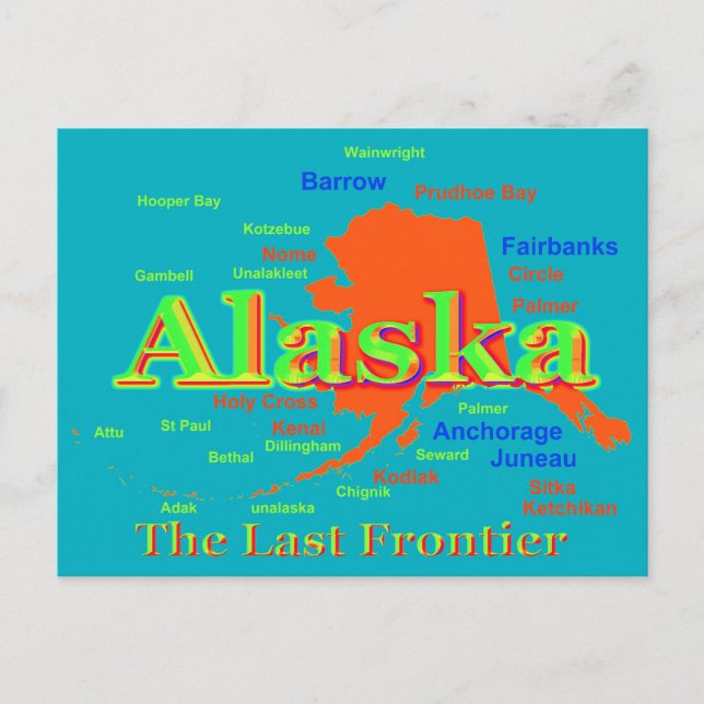 Alaska Pride Map Silhouette Postcard (Front)