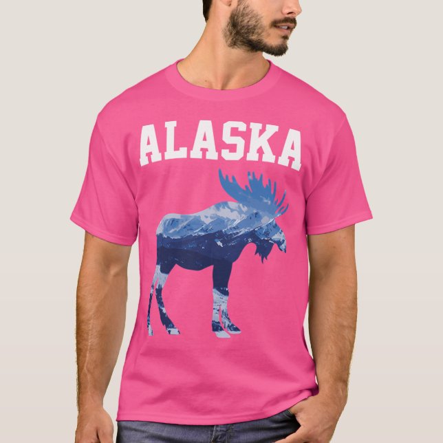 Alaska Pure Nature Mountains Alaskan Moose Gift T-Shirt (Front)