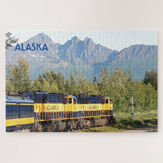Alaska: Railroad locomotive engine & mountains  Jigsaw Puzzle (Horizontal)