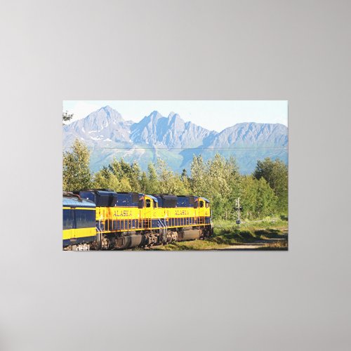 Alaska Railroad locomotive train engine  mountain Canvas Print