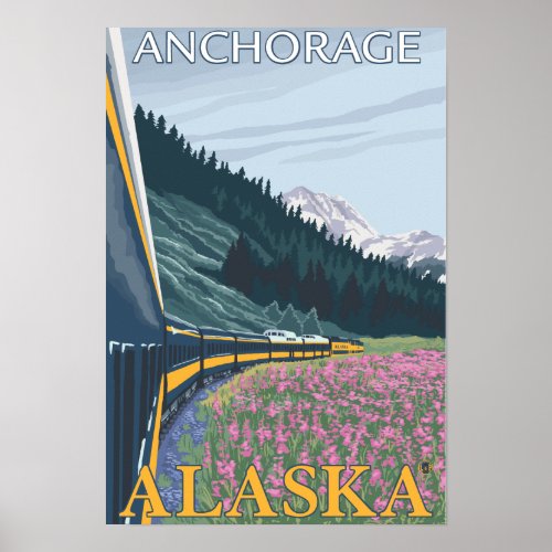 Alaska Railroad Scene _ Anchorage Alaska Poster