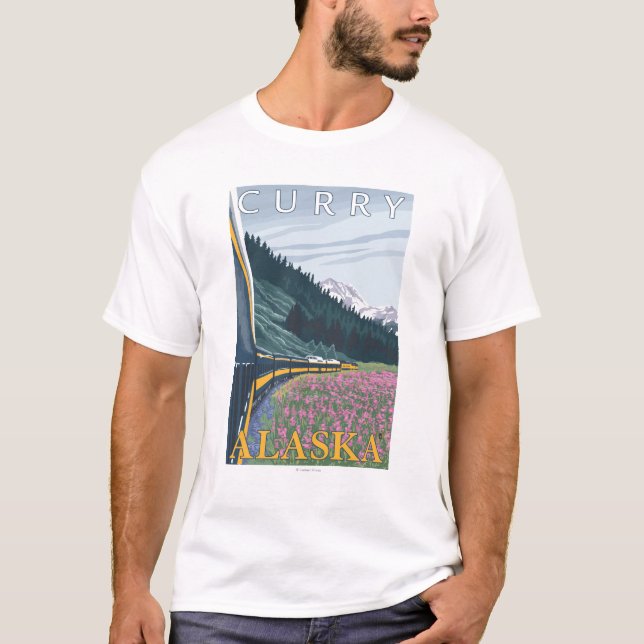 Alaska Railroad Scene - Curry, Alaska T-Shirt (Front)