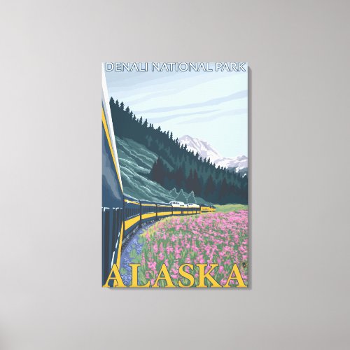 Alaska Railroad Scene _ Denali Natl Park Alask Canvas Print