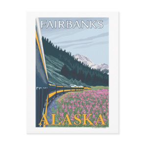 Alaska Railroad Scene - Fairbanks, Alaska Postcard