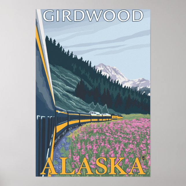 Alaska Railroad Scene - Girdwood, Alaska Poster (Front)