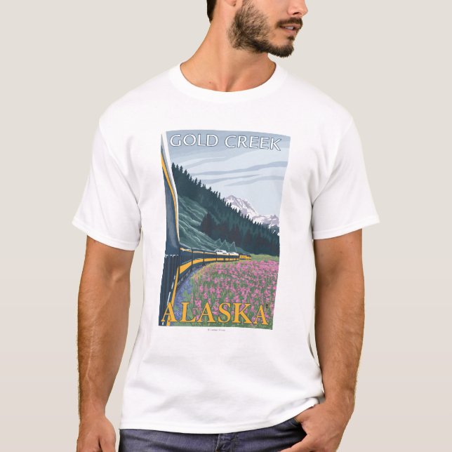 Alaska Railroad Scene - Gold Creek, Alaska T-Shirt (Front)