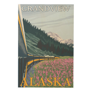 Alaska Railroad Scene - Grandview, Alaska Wood Wall Art